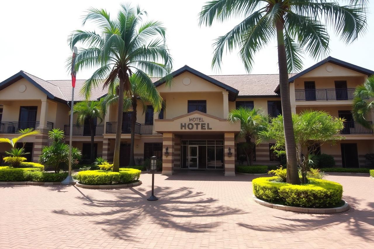 Hotel entrance, gardens & parking